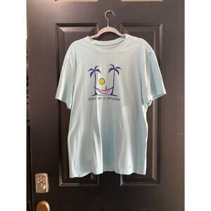 Life is Good Blue Short Sleeve Hammock & Palms Crew Neckline T-Shirt Size Large